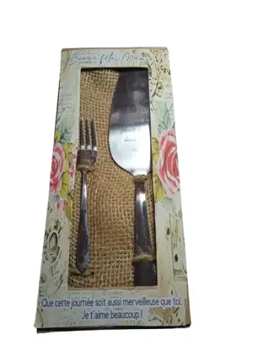 Set de Spatule gâteau  et Fourchettes Gravées - Fête des  grand Mères